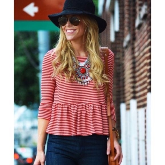 We The Free Tops - We The Free People striped peplum top L